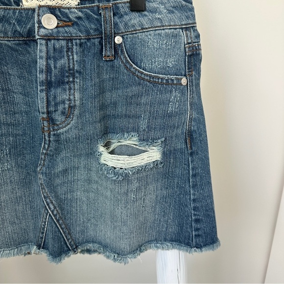 Altar'd State Blue Distressed Denim Mini Skirt Size XS - Picture 7 of 12